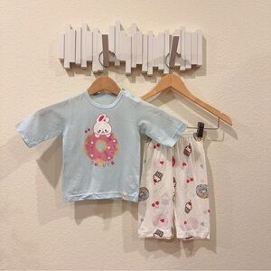 Moi & Du Rabbit & Donut Cotton Graphic Print Pajama PJ Set 6-12Month